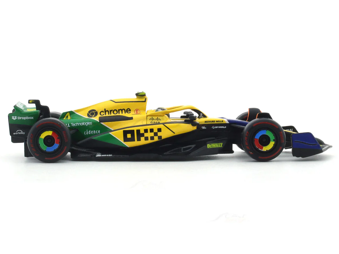 2024 McLaren MCL38 No.4 Lando Norris Senna Tribute 1:43 Bburago Formula 1 diecast scale model car - Image 5