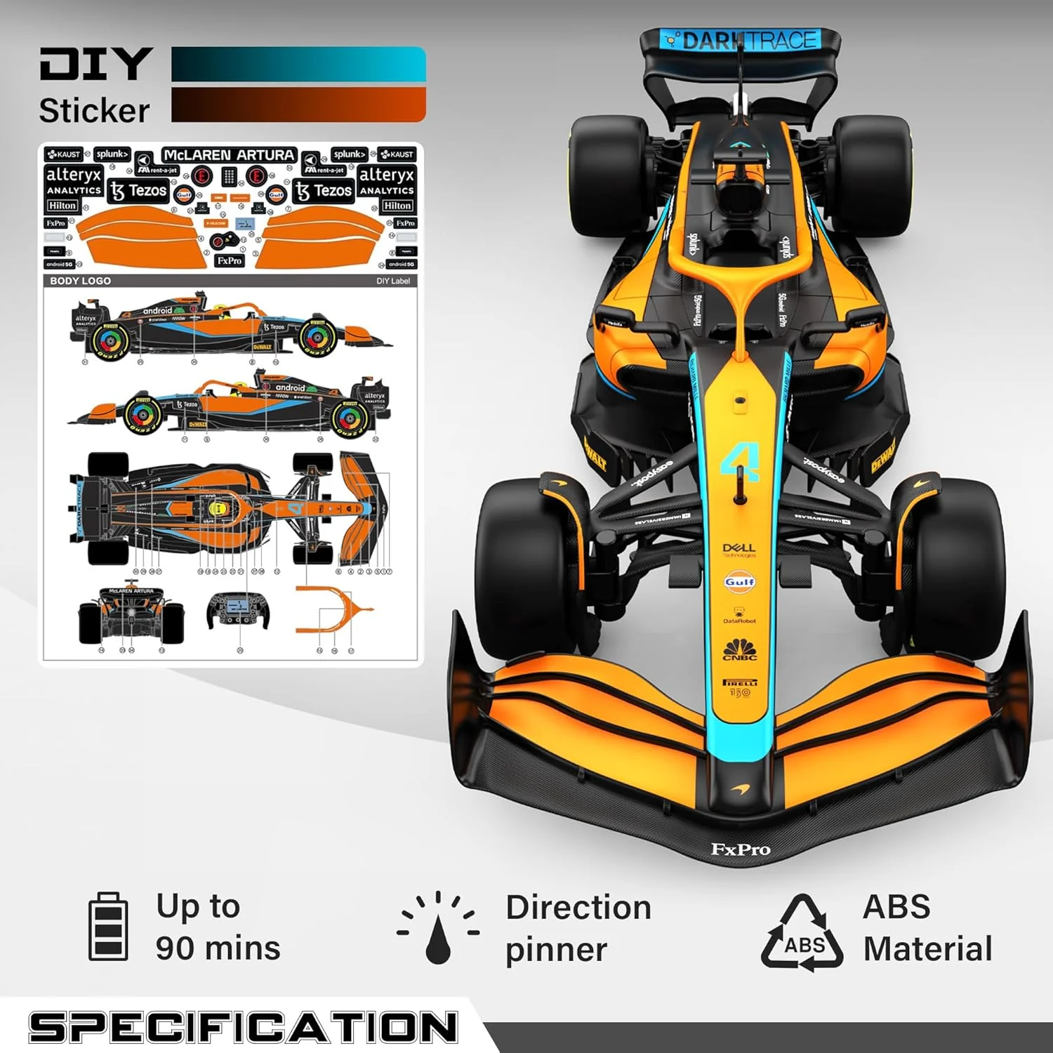 Rastar Authentic Licensed Mclaren F1 Mcl36 RC Car - Detailed Design, 2.4GHz Control | Color : 1:18 Mclaren F1 Mcl36 - Image 5