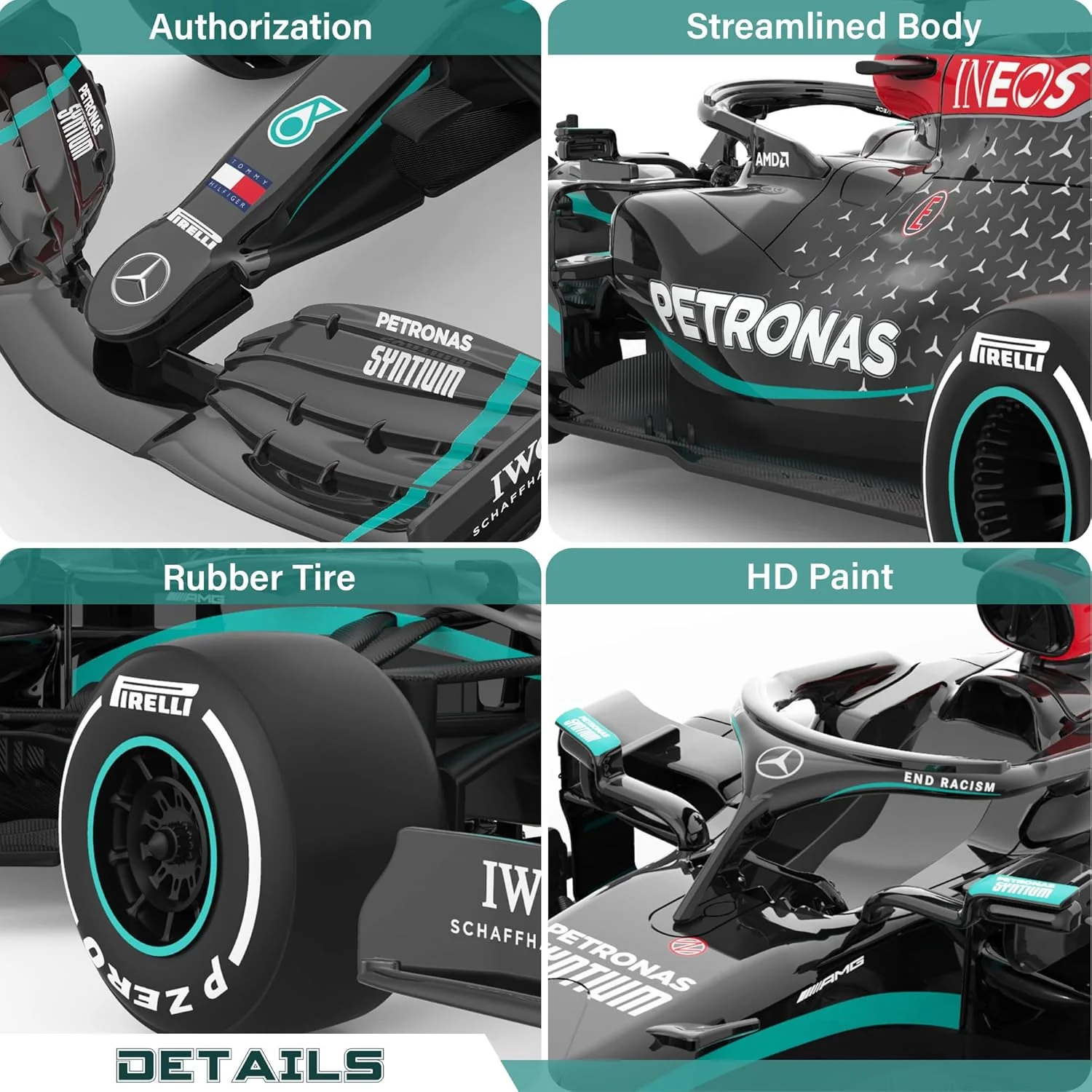 Rastar Authentic Licensed Mercedes-benz F1 W11 RC Car - Detailed Design, 2.4GHz Control | Color : 1:18 Mercedes-benz F1 W11 - Image 5
