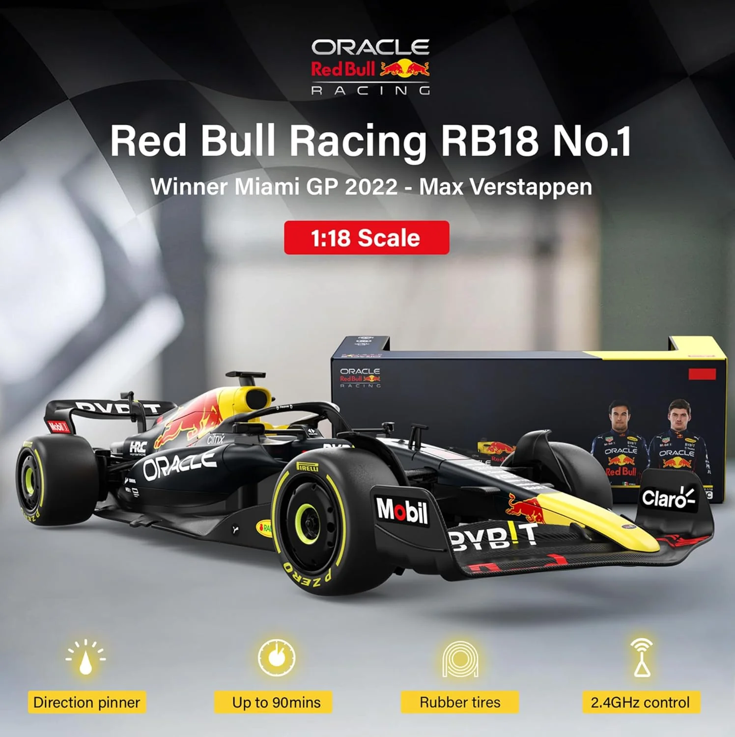 Rastar Authentic Licensed Redbull Rb18 RC Car - Detailed Design, 2.4GHz Control | Color : 1:18 Redbull Rb18(no.1) - Image 4