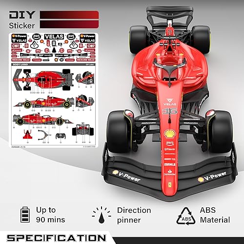 Rastar Authentic Licensed Ferrari F1 75 RC Car - Detailed Design, 2.4GHz Control | Color : 1:18 Ferrari F1 75 - Image 6